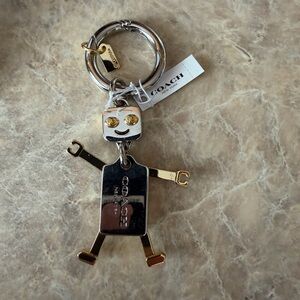Coach Mixed Metal Robot Key Charm in Silver and Gold